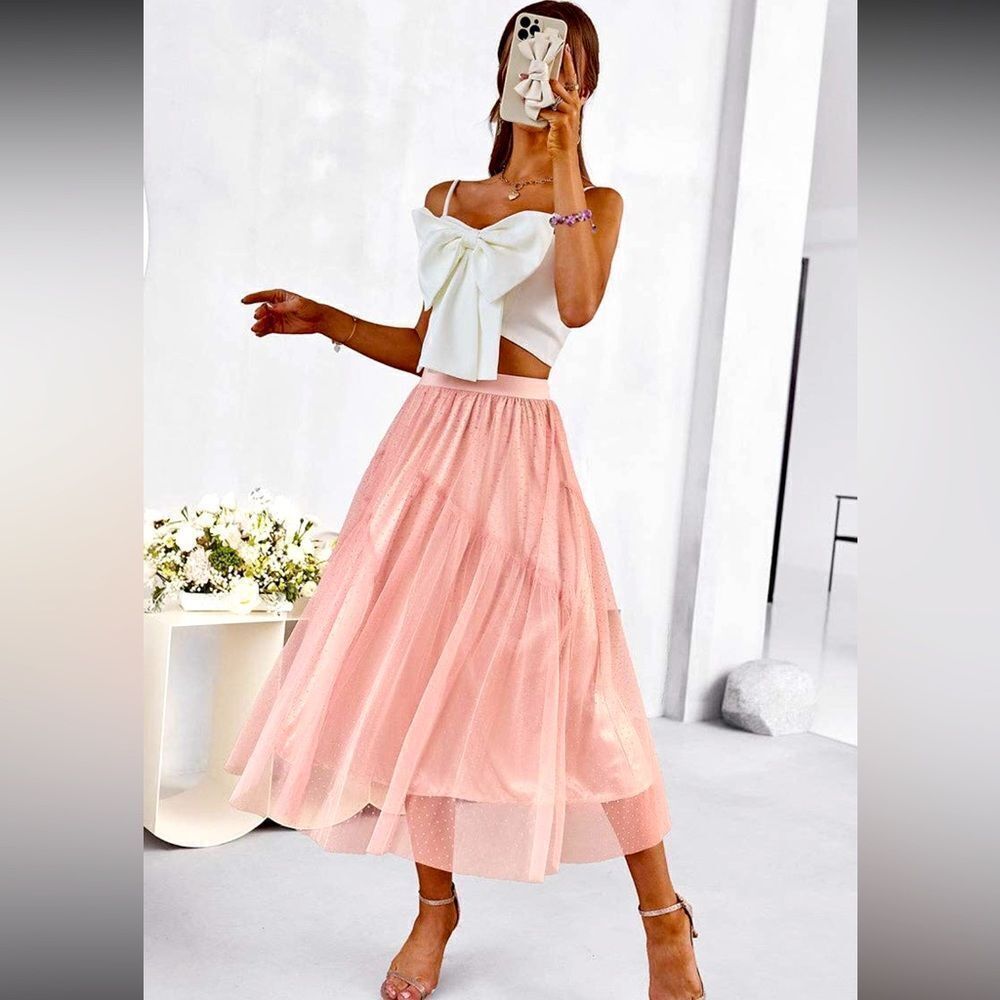A-Line Pink Layered Skirt